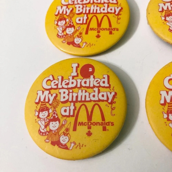 Vintage Lot of 4 McDonalds Celebrated Birthday Button Pin Collectible Pinback - Picture 5 of 8